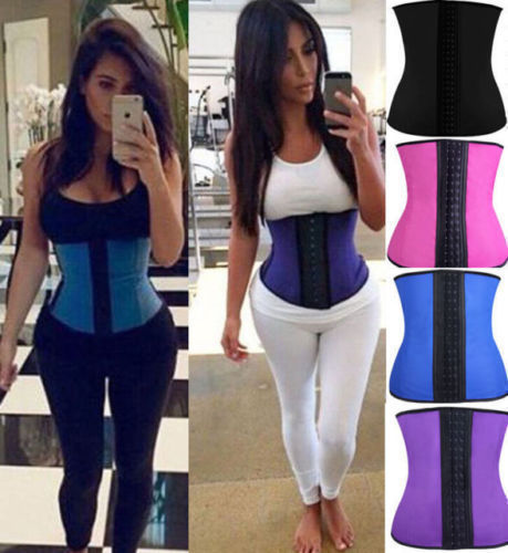 Women Body Shaper Latex Rubber Waist Trainer Cincher Underbust