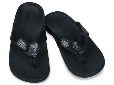 Spenco Women's Yumi Black Snake Thong Flip Flop Medium