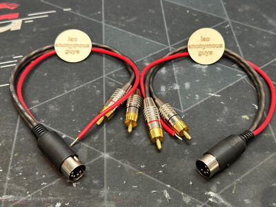 DIN to Metal RCA (Phono) Cables 12'' For Old School Kenwood Amplifiers SQ OG HiFi