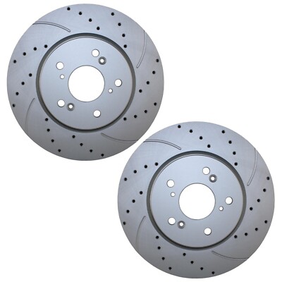 Bison Performance Pair 2 Front Coated Drilled 296mm Brake Rotors for Acura Honda