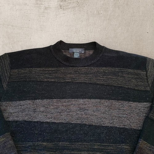 Vintage 90s Earth Tone Striped Wool Sweater Size Large Made In Italy - Picture 2 of 5