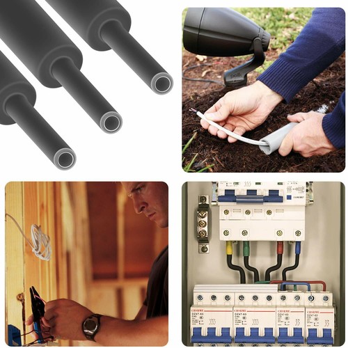 HEAT SHRINK TUBE 2:1 UNLINED & 3:1 ADHESIVE GLUE LINED HEATSHRINK SLEEVE BLACK - Picture 4 of 18