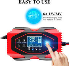 Caricabatterie Da Auto Moto 6A 12V/24V Intelligente Carica Batterie per Litio