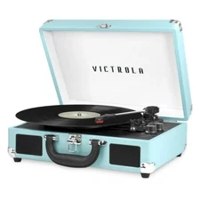 Victrola Journey 3-Spd Bluetooth Suitcase Record Player Turquoise GreatCondition