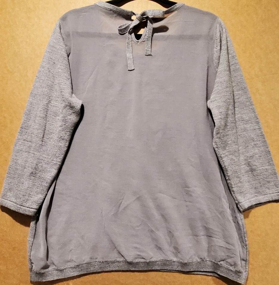 The Limited Women's Pullover Sweater XL Gray White Pearls 3/4 Sleeve Round Neck  - Image 4 of 4