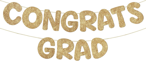 Pre Strung Congrats Grad Banner Glitter Congratulations Banner College Graduatio
