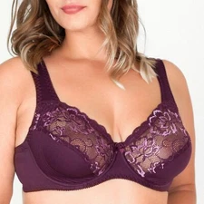 34-48C-F G H I J PLUS SIZE UNDERWIRE FULL COVERAGE BRA WIDE STRAPS SUPPORT PANEL
