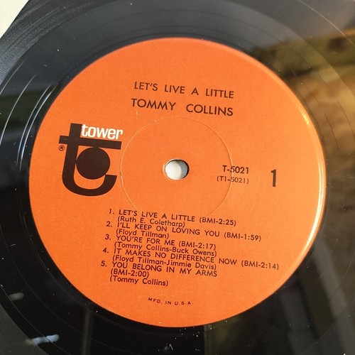 Tommy Collins Let's Live a Little Tower 12" LP 33 RPM Original Shrink Vtg Gift - Picture 4 of 4