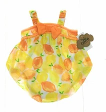 Baby Essentials Infant Girls Sleeveless Yellow Fruit One Piece Size 9 Months