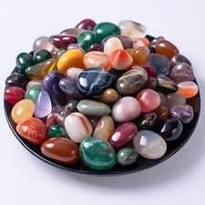 Polished Stone Set - 72 Pcs Handpicked Natural Tumbled Stones and Crystals Bulk