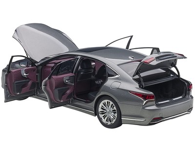 Lexus LS500h Manganese Luster Gray Metallic with Crimson and Black Interior 1/18