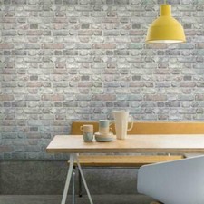 Realistic 3D Vintage Brick Effect Rustic Stone Red Grey Textured Vinyl Wallpaper