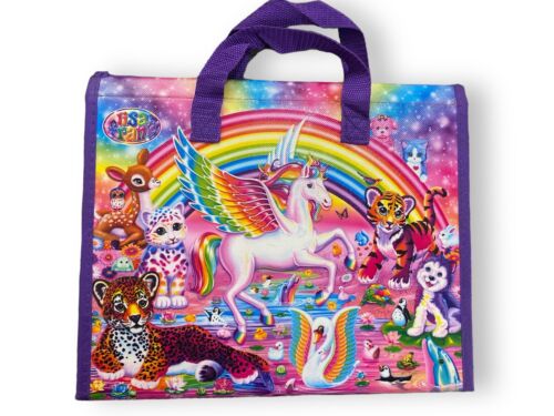 Retro 2016 Lisa Frank Tri Fold Storage Folder Unicorn Rainbow Animal Print 10x13 - 第 1/6 張圖片