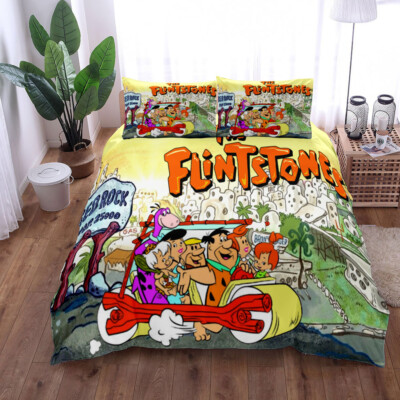 the Flintstones Bettwäsche Set Kissenbezüge80x80 Cartoon Bettbezug135x200 Kinder