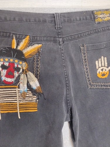 Miskeen Men’s Alternative Jeans Size 44 Indian Embroidered Pocket GRUNGE STREET - Picture 8 of 24