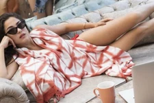 Tie Dye Red Marble Beach Towel