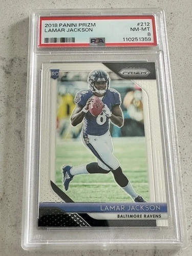 Lamar Jackson 2018 Panini Prizm #212 RC PSA 8 Baltimore Ravens