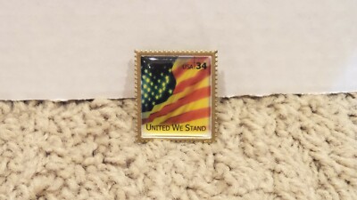 2001 USPS 34 Cent USA Flag Square Pin, United We Stand