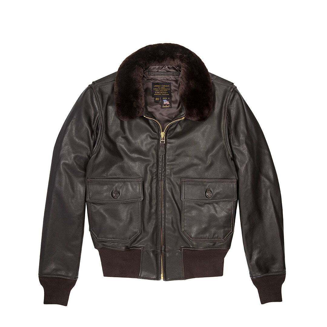 美品 COCKPIT G-1 ダークブラウン レザージャケット 36 COCKPIT USA U.S. Navy Issue Mil Spec G-1 Jacket Brown USA Made