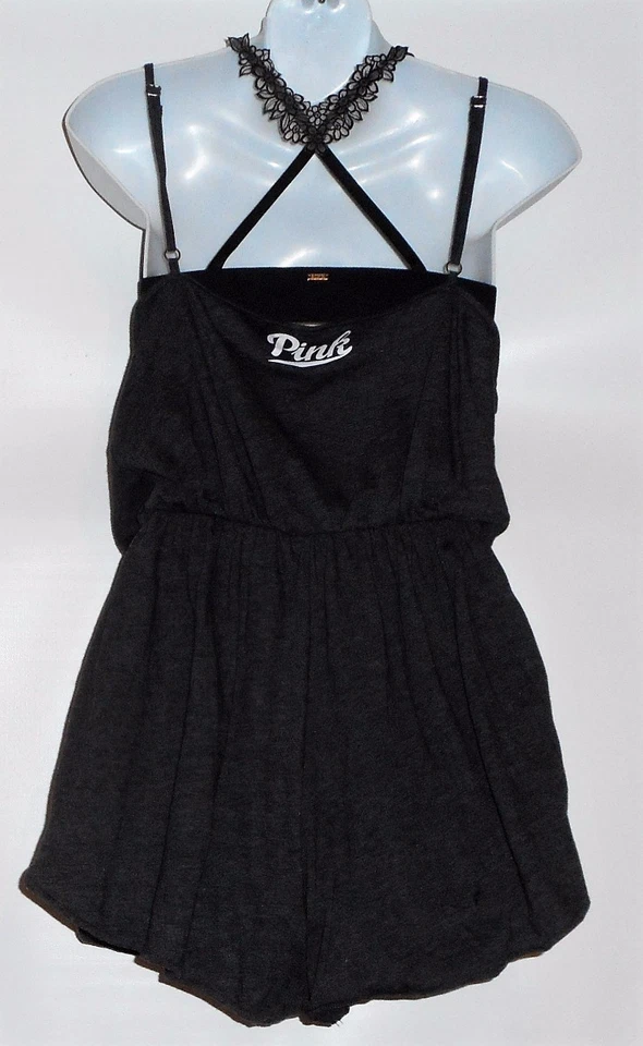 Mameluco cruzado rosa Victoria's Secret y bralette de encaje margarita negro puro L nuevo con etiquetas Foto 2 de 4