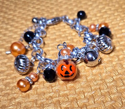 Halloween Bracelet Chain Beaded Charm Bracelet Pumpkin