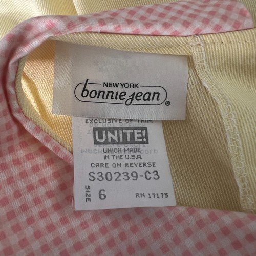 Bonnie Jean NY Vintage Girls Sun Dress 6 Yellow Pink Peter Pan Collar Tie Tulle - Picture 5 of 12