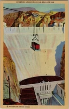 Lowering Loaded Box Car Boulder Dam  Vintage Postcard spc3