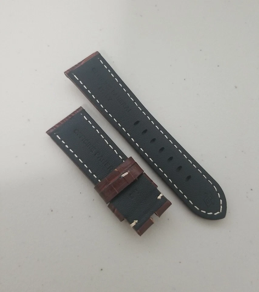 Authentic New Panerai 24/22mm OEM Brown Alligator Watch Strap for Tang Buckle  - Image 3 of 4