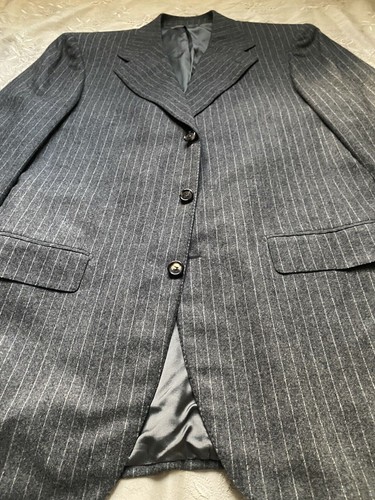 Hugo Boss Baldessarini Men Wool Suit Jacket size 40-42 Gray Striped Italy - Picture 2 of 18