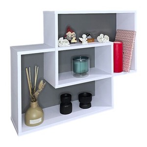 White Lokken Multi Compartment Display Floating Shelf Wall Decoration Storage