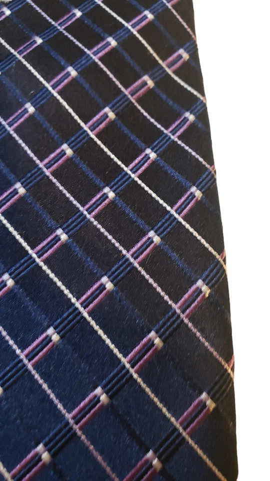 Corbata para hombre Club Room 100 % seda azul corbata geométrica oficina boda diseñador Foto 2 de 4