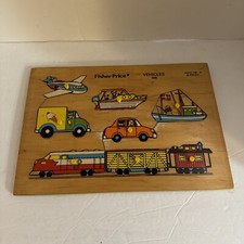 VTG Fisher-Price "Vehicles" 508, 8 Piece Wooden Puzzle, Ages 1.5 - 4