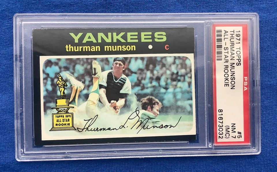 1971 Topps All-Star Rookie #5 Thurman Munson Yankees PSA 7 MC Seven Time All Star Foto 3 de 4