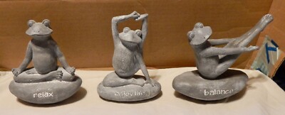Yoga Frogs Garden Decoration 6 x 5 Statues 3 Total Relax Enjoy Life Balance 275F
