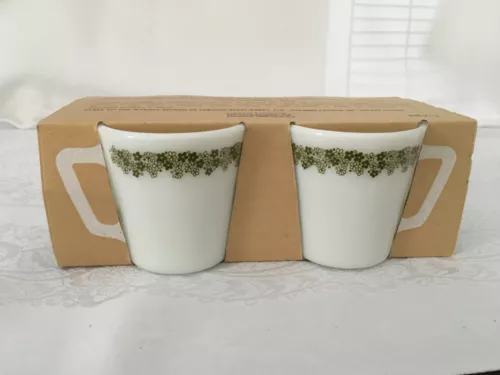 Set Of 4 Vintage Pyrex Coffee Mugs Crazy Daisy Spring Blossom Original Packaging