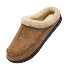 Men's Moccasin Slippers Microsuede Fleece Fuzzy Lined Memory Foam House Shoes...