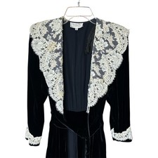 80s Vintage Christian Dior Robe Rayon/Silk/Lace Robe Lace USA Size Small