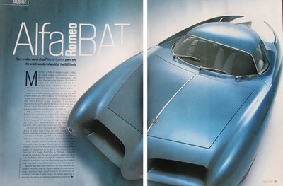 Original CC 1999 extract mag article ALFA ROMEO BAT family, history and story of