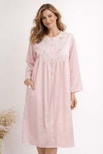 vintage EVE STILLMAN satin pink robe housedress LARGE cottagecore lounge lace
