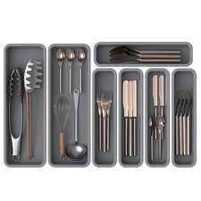 K KORKUAN 7 Pack Silicone Silverware Drawer Organizer, DIY Free Combination Kitc