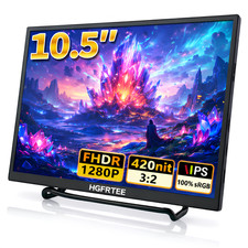 HGFRTEE 10.5" Portable Monitor 1920x1280 FHD 100 sRGB IPS Laptop Second Screen