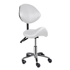 White Adjustable Salon Stool Hydraulic Saddle Rolling Chair Facial Massage Spa