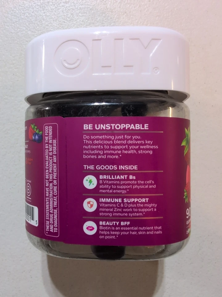 Gomitas multivitamínicas Olly The Perfect para mujer, Blissful Berry 90 unidades 30/03/26 Foto 2 de 4