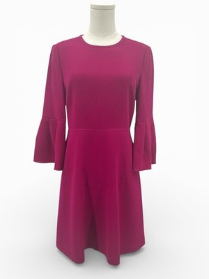 Eliza J Pink Fit & Flare Dress Bell Sleeve Lined Cocktail Party Womens S