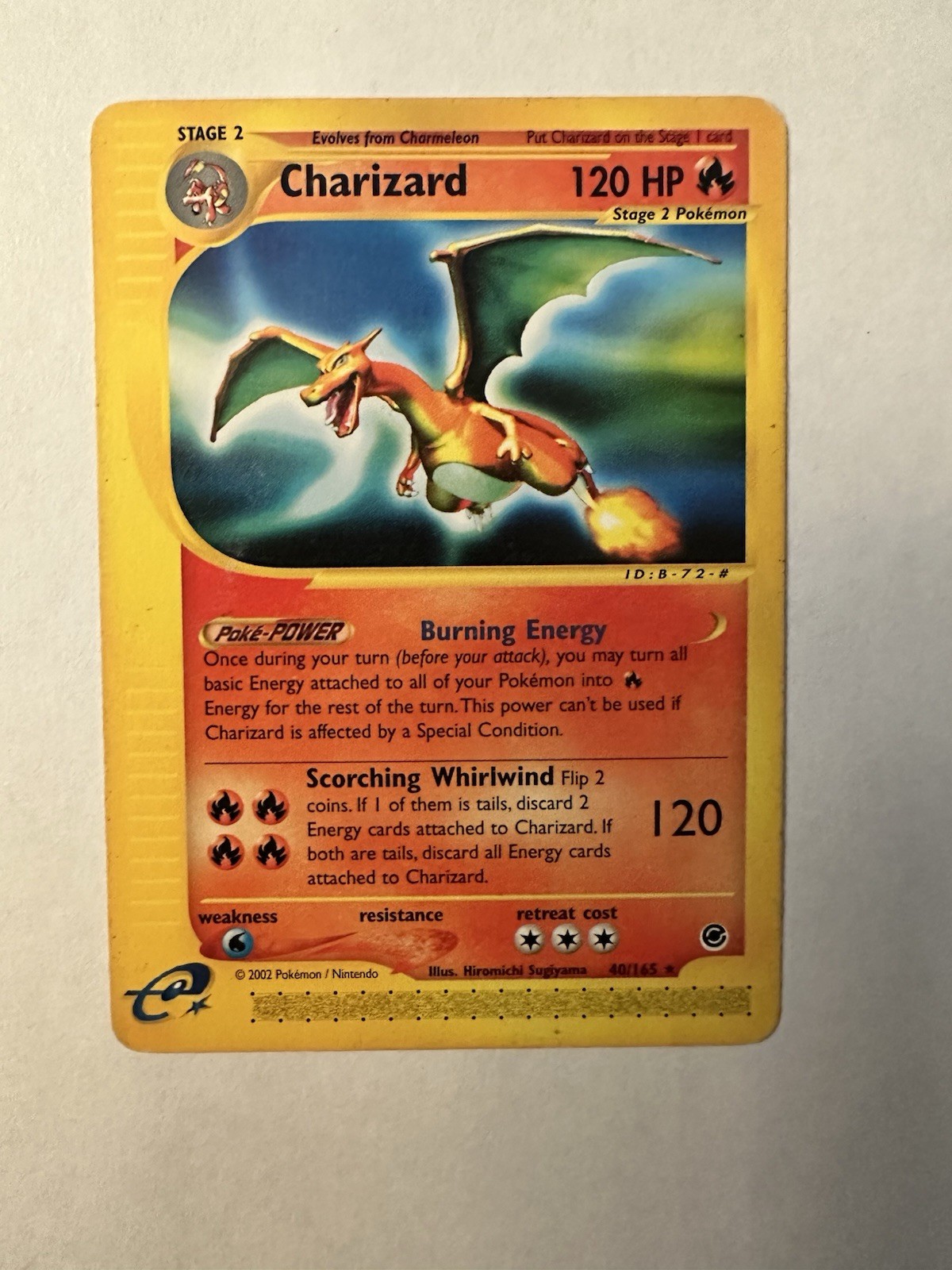 Charizard- Pokemon 2002 Expedition Base Set 40/165 Non-Holo Rare E-Reader NM
