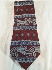 Henry Grethel Mens Silk Tie Red Blue Paisley 100 Italian Silk Classic Necktie