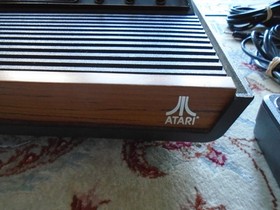 Atari 2600 Woodgrain 6-Switch console w/ Superman game, two joysticks TESTED!