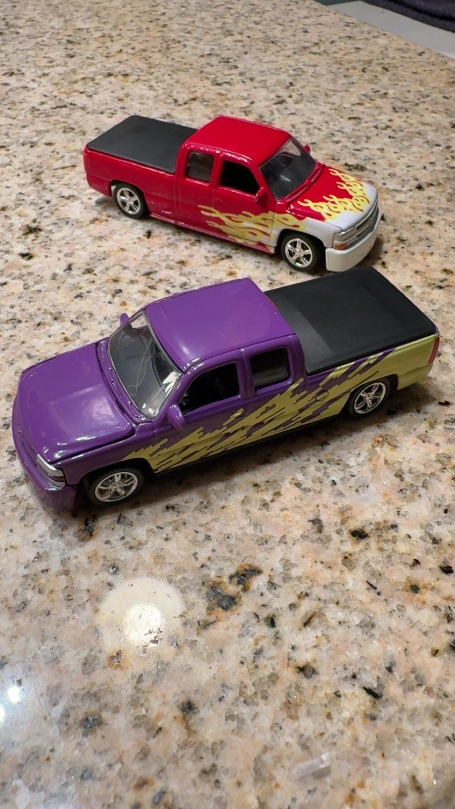 (2) Revell Hot Truckin' Chevy Silverado Custom Pickup 1:64 Diecast Flame