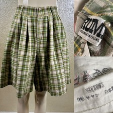 Vintage 1990's Ladies RUMI Young Casual Plaid Cotton Shorts Wide Leg Highwaisted