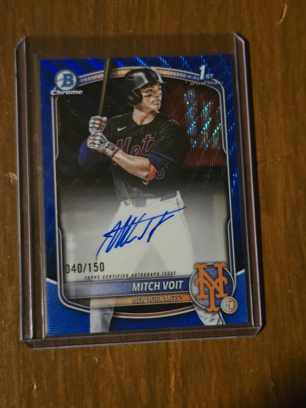 2025 Bowman Draft - Chrome Prospect Autographs Mitch Voit #CPA-MV Blue Wave...